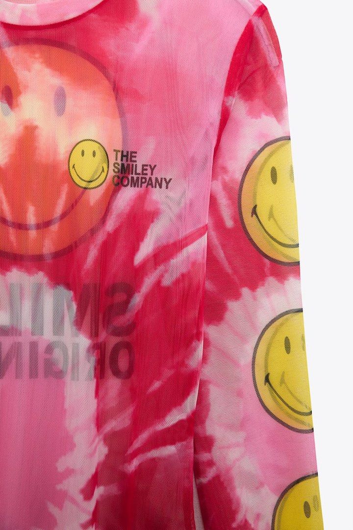 Zara SMILEY® SEMI-SHEER BODYSUIT - Redish Pink