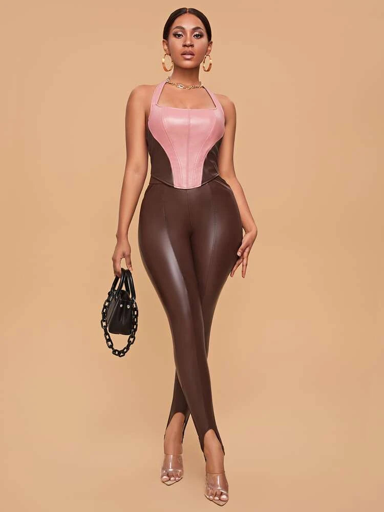 Leggings style fuseau effet cuir