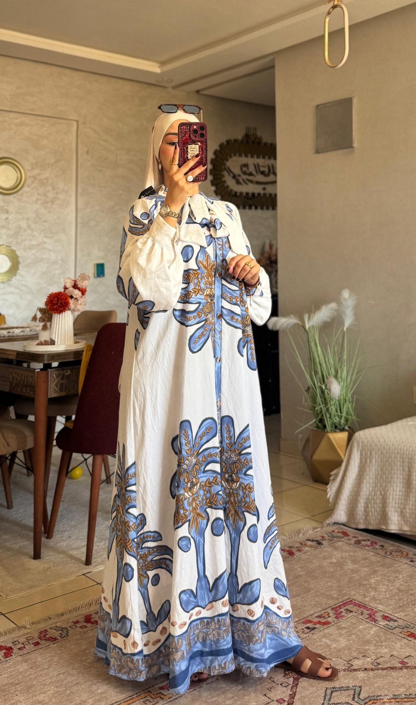 فستان طويل استوائي طويل