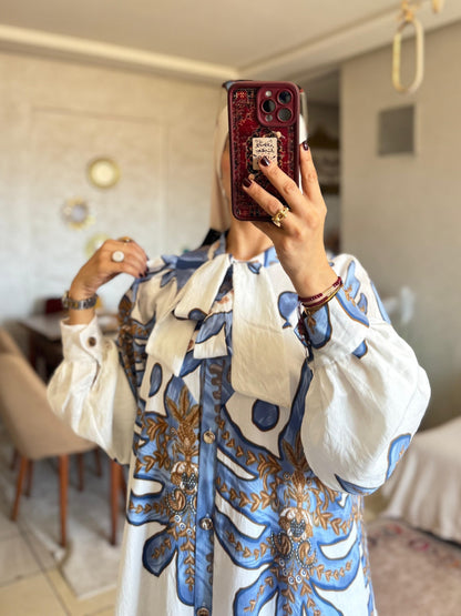 فستان طويل استوائي طويل