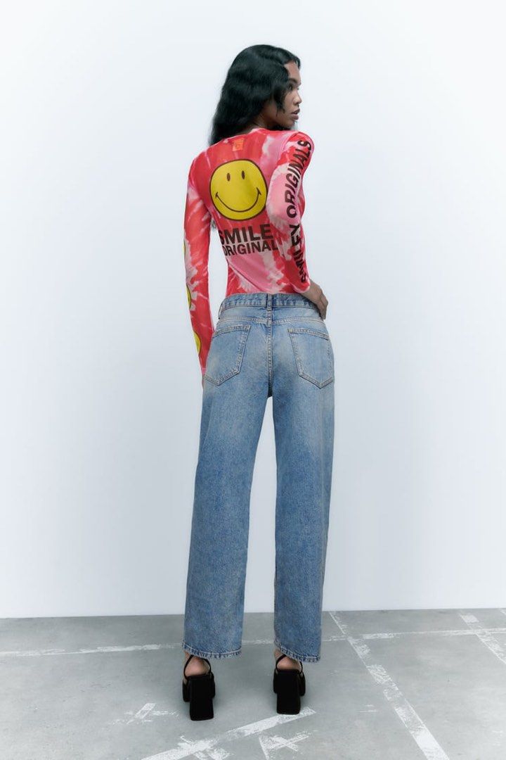Zara SMILEY® SEMI-SHEER BODYSUIT - Redish Pink