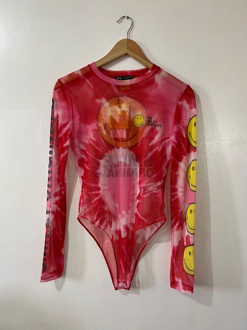 Zara SMILEY® SEMI-SHEER BODYSUIT - Redish Pink