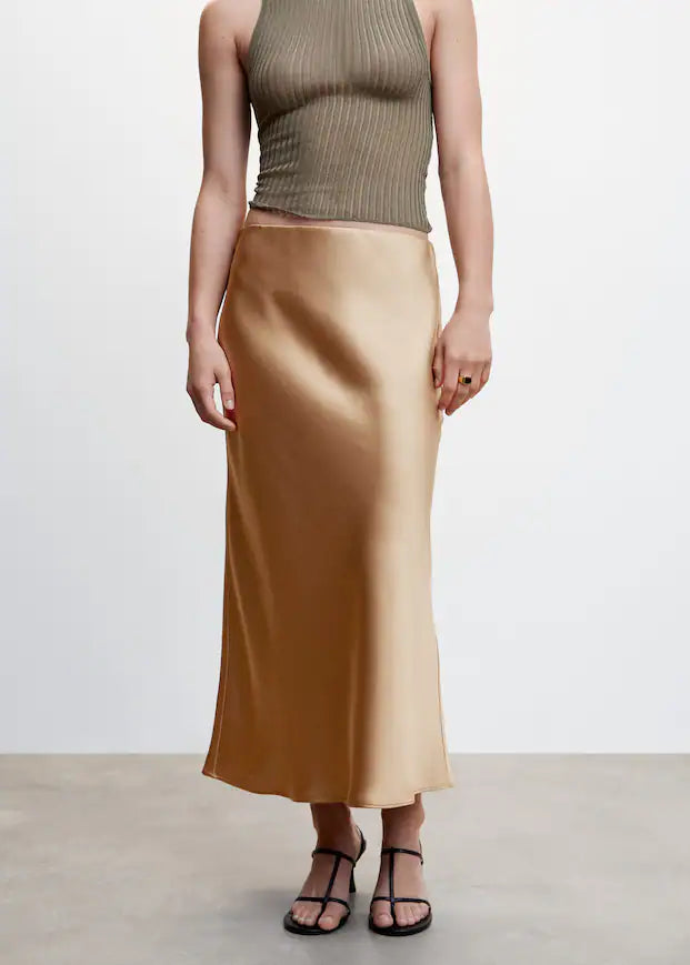 Jupe midi satinée