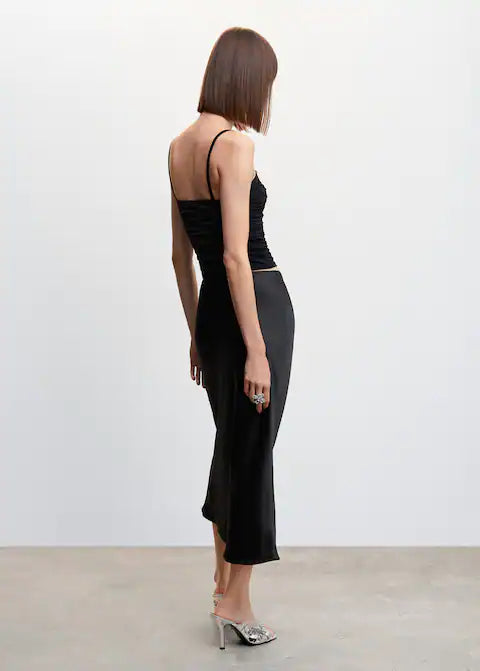 Jupe midi satinée