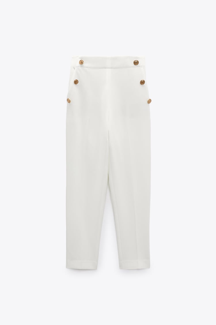 PANTALON DROIT À BOUTONS MÉTALLIQUES